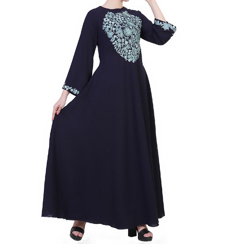 Embroidery abaya online Buy Umbrella abaya with floral embroidery work